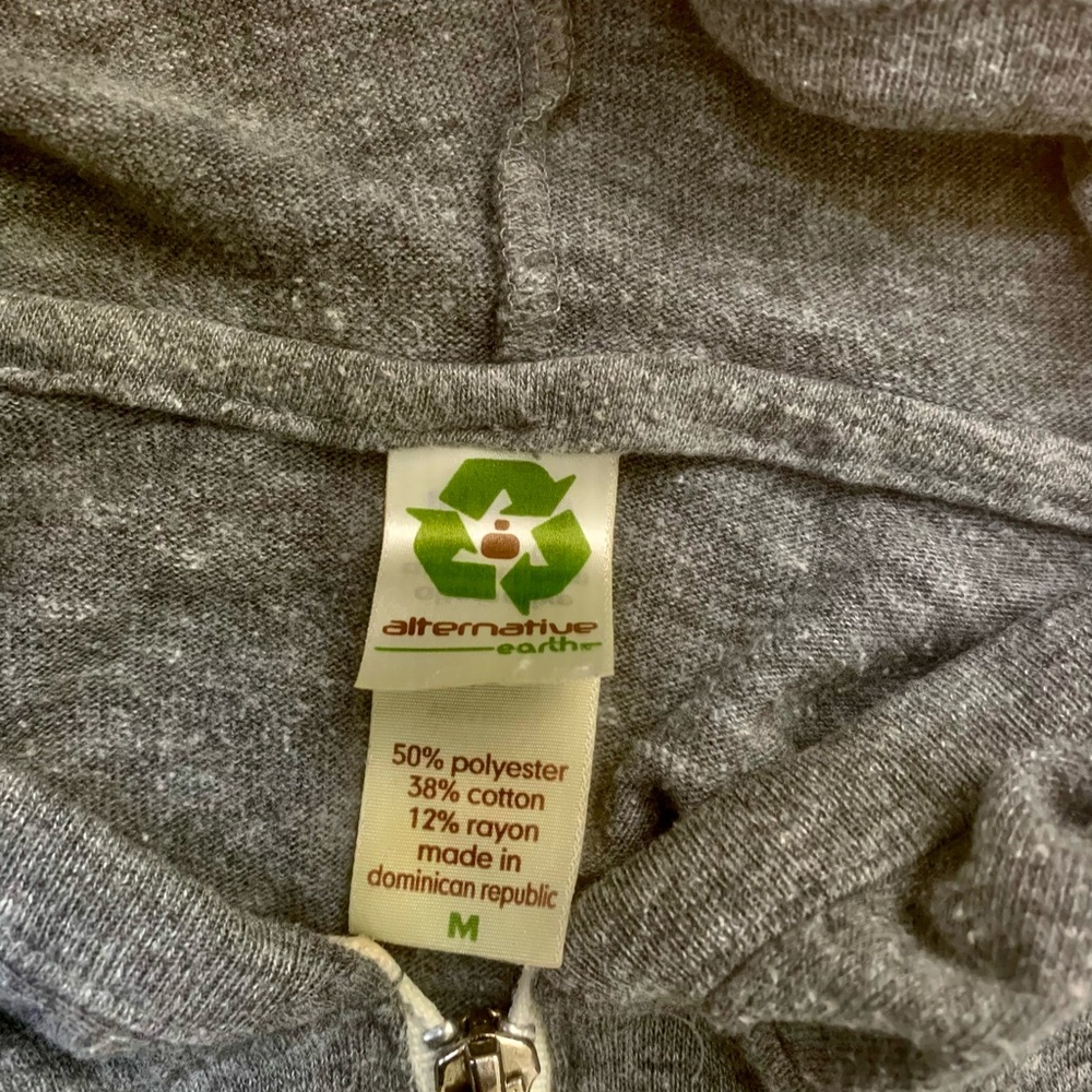 Alternative Earth men’s grey, zippered, very light and super comfy hoodie, med - Picture 2 of 3